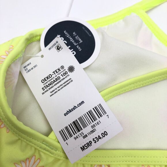 Oshkosh B'Gosh Girls Floral Bikini Set 2 Piece Swimsuit High Waist Sz 14 UPF 50+ - Picture 8 of 11